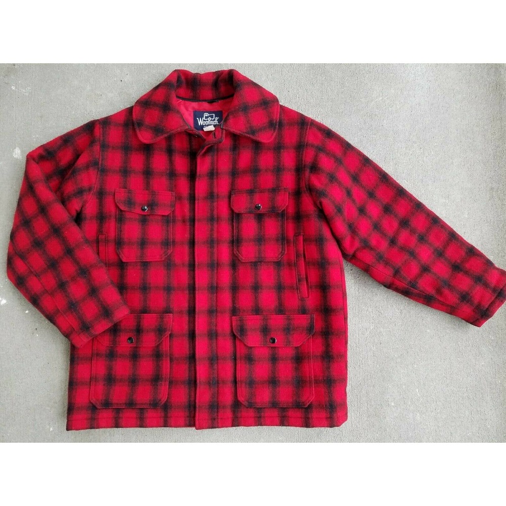 Woolrich Mens Plaid Wool Hunting Coat